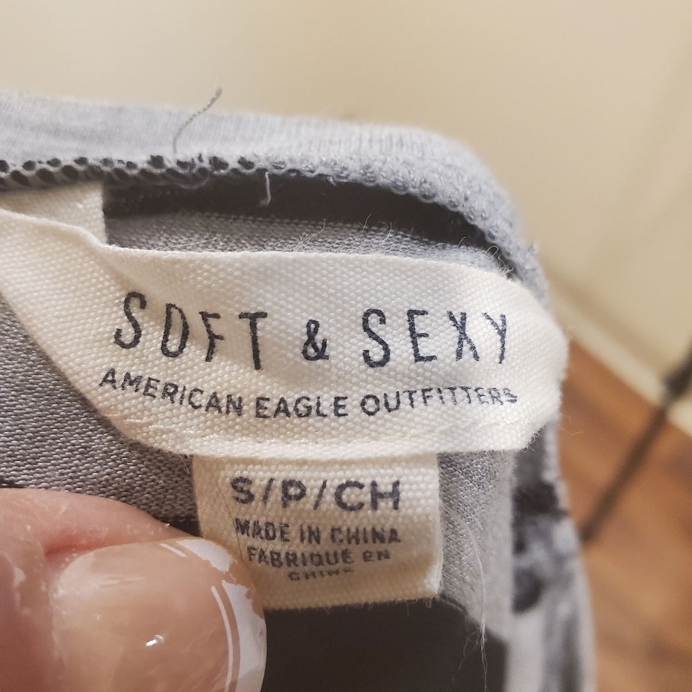 Soft and Sexy by American Eagle Outfitter stripes white and gray dress … - Picture 2 of 10